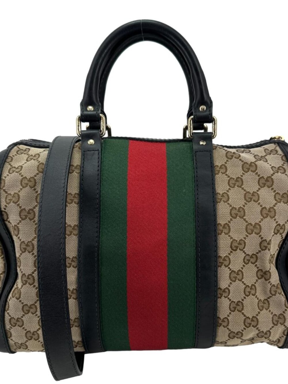 Gucci  Vintage Web Original GG Boston Satchel Bag Beige